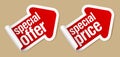 Special offer stickers.