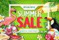 Special Offer Summer Sale Limited Time Only Advertisement Inside the White Frame with Flamingo Royalty Free Stock Photo