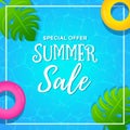 Special Offer Summer Sale with Pool Background Royalty Free Stock Photo
