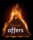 Special offer tag. Burning realistic price label