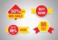 Special offer tag collection, set of banner elements for website and advertising. yellow and red sale website stickers Royalty Free Stock Photo