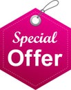 Special offer tag label pink Royalty Free Stock Photo