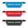 Special offer tag label set. Attention ribbon badge. Vector illustration Royalty Free Stock Photo