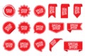 Special offer tag set in red. Vector illustration