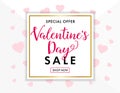 Valentines day sale background with rose color hearts