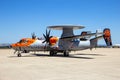 Special painted French Navy Northrop Grumman E-2C Hawkeye radar plane on the tarmac of Zaragoza Air Base. Zaragoza, Spain - May 20 Royalty Free Stock Photo