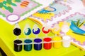 Special paints for children fingers. Finger drawing at home