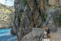 a special passage carved in the rock to the other side of the coast on sa calobra Royalty Free Stock Photo