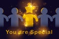 Special person concept, best friend favorite vector illustration, friendship metaphor, outstanding person, leadership and