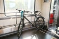 Special place to transport bicycles in the train.
