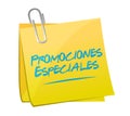 special promotions in Spanish memo sign concept