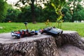 Special radio control and sports a high-speed custom hand-built drone.