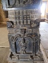 The special sculptured black stone in a temple in Hampi, Karnataka, India