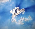 A special shaped clouds with shunshine in the blue sky