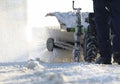 Special snow machine clears snow on the city street Royalty Free Stock Photo