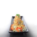 Special sushi with crispy tempura flour and flying fish roe.