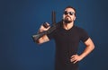 Special tactics man holding machine gun in his hands Royalty Free Stock Photo