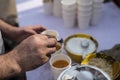 Food and beverages in a stall. Royalty Free Stock Photo