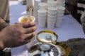 Food and beverages in a stall. Royalty Free Stock Photo