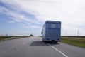 Special truck for transporting horses Pferde Transport on the road in Russia. Royalty Free Stock Photo