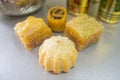 Special turkish pastries assortment with tea set