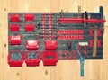 Special wall shelf for various tools.