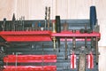 Special wall shelf for various tools.