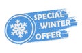 Special winter offer with snowflake sign, drawn banner