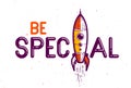 Special word with rocket instead of letter I.