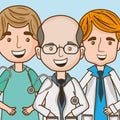 Specialist doctors men with stethoscope and uniform