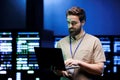 Specialist doing server farm maintenance Royalty Free Stock Photo