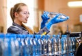 Specialist in factory checking bottles