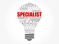 SPECIALIST light bulb word cloud collage, education concept background Royalty Free Stock Photo