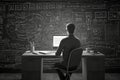 it specialist front of his computer running work creative idea. Generative AI