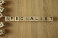 Specialist word from wooden blocks