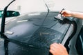 Specialist work, car tinting film installation Royalty Free Stock Photo