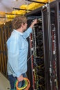 IT specialist working in datacenter