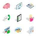 Specialists of the enterprise icons set, isometric style