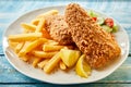 Speciality fried fish with a beer batter Royalty Free Stock Photo