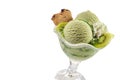 Speciality kiwifruit ice cream scoops with fruit