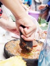 Person making `Rujak` sauce