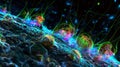 Specialized astrocytes called protoplasmic astrocytes make contact with vessels creating a pathway for nutrients to Royalty Free Stock Photo
