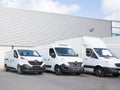 delivery society parking with small trucks and van Royalty Free Stock Photo