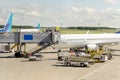 Modern air service in the airport for passengers and luggage, co