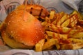 Specially prepared hamburger and french fries