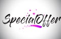 Specialoffer Handwritten Word Font with Vibrant Violet Purple Stars and Confetti Vector