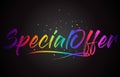 Specialoffer Word Text with Handwritten Rainbow Vibrant Colors and Confetti