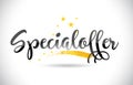 Specialoffer Word Vector Text with Golden Stars Trail and Handwritten Curved Font.