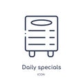 daily specials board icon from tools and utensils outline collection. Thin line daily specials board icon isolated on white Royalty Free Stock Photo