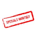 Specials monthly red rubber stamp isolated on.